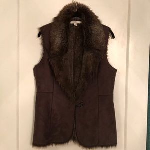 Fur lined suede vest